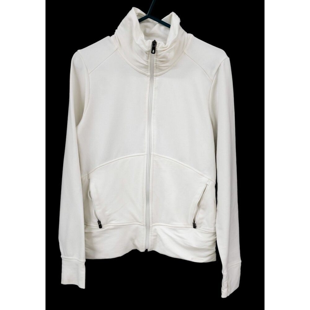 Patagonia White Swell Belle Organic Cotton Blend Thumbhole Zip Up Jacket S
